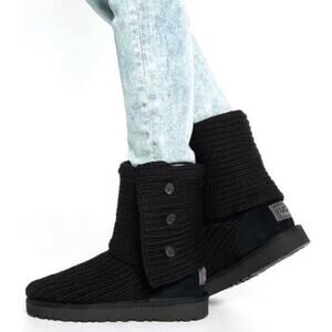 UGG Carly Black 3 Button High Low Winter Warm Women's Boots 8